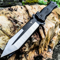 Couteau de chasse et de camping noir de haute qualité à lame fixe, acier 7Cr13, couteau de survie avec étui