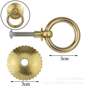 <b>Antique</b> Bronze Ring Handle 3cm Diameter Pure Copper Cabinet <b>Door</b> Pull Chinese Style Durable Die Casting - Product Image 5