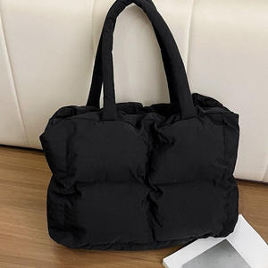 Up to 1L Custom Puffer Quilted Open Tote Bag Unisex Soft Aesthetic <b>Shoulder</b> Handbag Luxury Fashionable <b>Padded</b> Shopping - Product Image 3