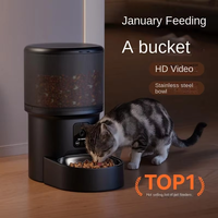 Distributeur automatique intelligent de nourriture pour chat 720p WiFi avec contrôle par application, motif uni, 2.4G, alimenté par batterie rechargeable, pour chiens