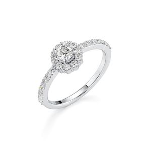 Anillo de plata solitario floral de Stonewels, con un impresionante juego de diamantes solitario dentro de un diseño floral delicado original - Product Image 2
