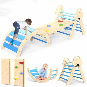 Structure d'escalade en bois pour enfants en bas âge, robuste, pour l'intérieur et l'extérieur, aire de jeux jungle pour enfants en intérieur - Product Image 1