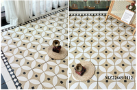 Carreaux de porcelaine vintage 200x200 à motif floral marocain, finition mate émaillée, peints à la main, pour sol intérieur