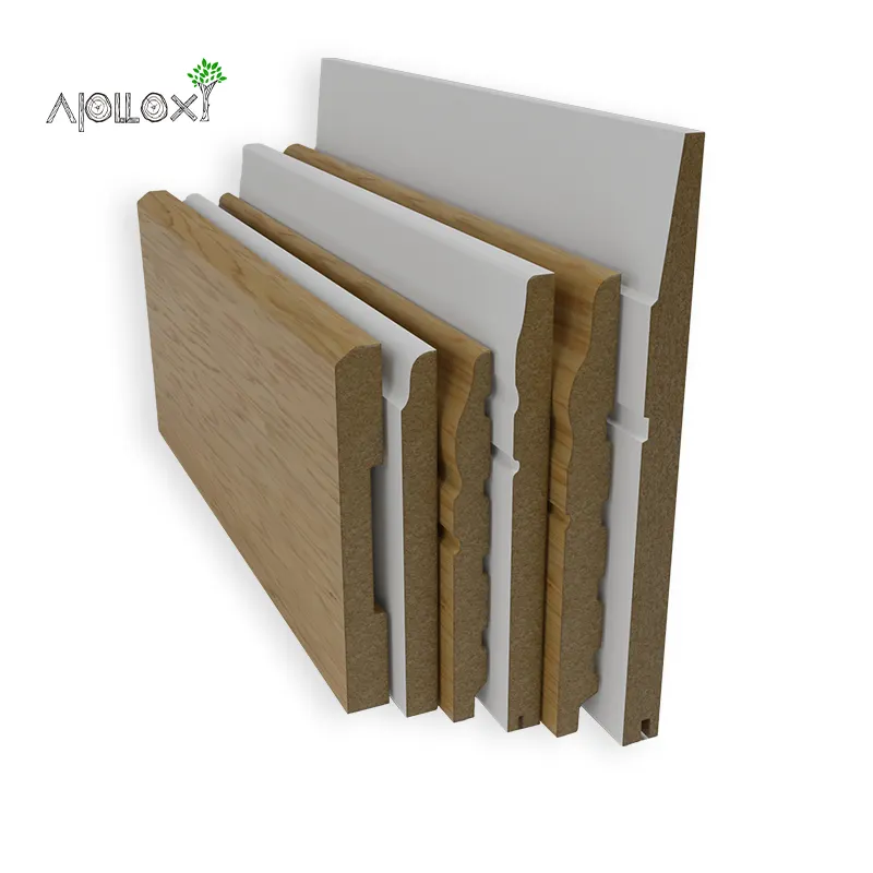 Giá bán buôn tùy chỉnh kích thước v-rãnh gỗ màu trắng đúc sàn nổi phụ kiện tường ốp chân tường