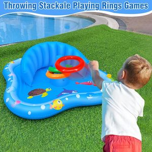Baby <b>Inflatable</b> <b>Pool</b> Float with Canopy, Sprinkler & Ring Toss Game - Product Image 4