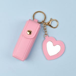 Nuevo y Popular Estuche para Lápiz Labial con Espejo de Maquillaje, Porta Brillo Labial, Llavero de Cuero PU, Porta Bálsamo Labial - Product Image 3
