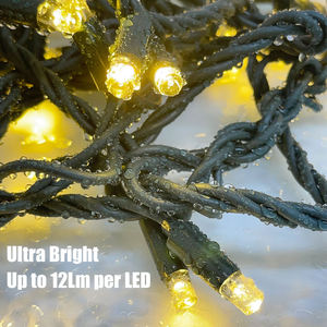 IP65 10m Rechargeable <strong>Battery</strong> Powered Christmas String <strong>Lights</strong> Outdoor <strong>Indoor</strong> 100 LED 3500K Warm White Decorative Rubber Lighting - Product Image 2