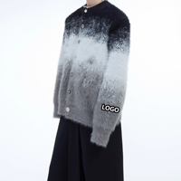 Cardigan en laine mohair tricoté sur mesure avec logo OEM/ODM, grande taille, simple boutonnage, pour homme, collection 2025-2026