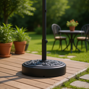 Base de parasol de patio en polyéthylène noir, base de meuble d'extérieur lestée de 55 lb pour utilisation en patio - Product Image 2