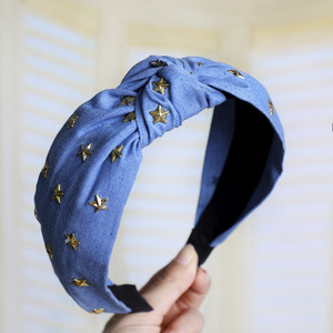 Yiwu fábrica estilo coreano de alta calidad vaquero de Arte de diamantes de imitación estrella <span class=keywords><strong>diadema</strong></span> para las mujeres las niñas accesorios de pelo de señora - Product Image 2