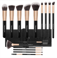 Kuas Makeup Profesional 15 Pcs Ramah Lingkungan Serbaguna Berkualitas Tinggi dengan Gagang Kayu, Mudah Dibawa