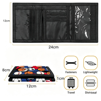 Dompet Kartu Anak Motif Kartun Bahan Kanvas Poliester Lipat Tiga dengan Kantong Koin, Resleting Khusus untuk Anak Perempuan dan Laki-laki