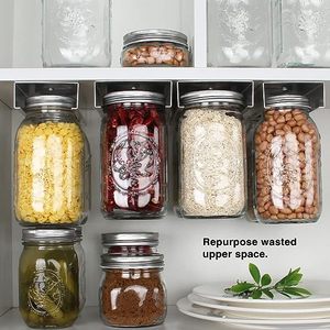 Hanging Réglable En Plastique Mason Jar Organisateur Organisateur Pot À Épices Étagère pour Tiroir <span class=keywords><strong>De</strong></span> Cuisine Sous L'armoire - Product Image 3