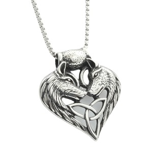 Pendentif Cœur de loup en acier inoxydable, pendentifs à thème rétro, cadeau pour homme, bijoux - Product Image 4