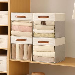 Non-woven Fabric 36L <b>Foldable</b> Storage <b>Box</b> Clothing Storage Organizers <b>Box</b> with PU Handle - Product Image 2