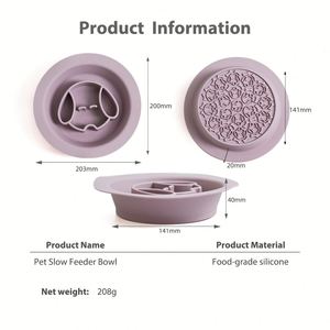 ชามอาหารสัตว์เลี้ยงซิลิโคนเกรดอาหาร ปลอดสาร BPA สำหรับแมวและสุนัข ชามกินช้า ชามน้ำ ชามเลีย ใช้ได้สองแบบ ถาดอาหารสัตว์เลี้ยง - Product Image 5