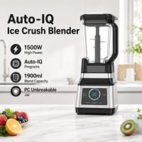 Blender Smoothie 6 Pisau Baja Tahan Karat Bersertifikasi CE, Kontrol Touchpad 3 Kecepatan, Kapasitas Besar untuk Penggunaan Komersial dan Rumah Tangga