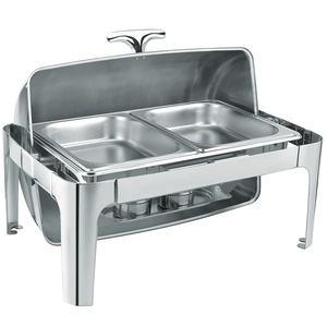 Chauffe-Plat Professionnel en Acier Inoxydable 9L avec Couvercle Roulant pour Buffet et Restauration Hôtelière - Product Image 5