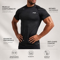 T-shirt de sport athlétique à séchage rapide OEM, fabricant de t-shirts de compression en nylon et élasthanne pour hommes, anti-transpiration, pour la course et la gym
