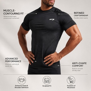 Maglietta Sportiva OEM ad Asciugatura Rapida, Produttore di T-Shirt da Corsa in Nylon Spandex per Uomo, Compressione e Traspirabilità per Allenamento in Palestra - Product Image 2