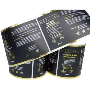 Adesivo per etichette per imballaggio di bottiglie cosmetiche per stampa a caldo in oro personalizzato