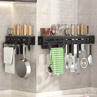 Organiseur de cuisine à succès, étagère en acier inoxydable, support de rangement pour couteaux, support mural pour épices, porte-ustensiles et porte-baguettes