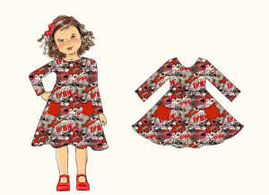 Robe t-shirt à manches longues pour filles printemps automne imprimés personnalisés vaches fraise balançoire robes décontractées avec poches 3-14 ans - Product Image 4