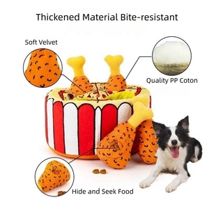 En stock: Juguetes de peluche con sonido para perros, en forma de patas de pollo frito y pizza, juguetes olfativos y de rompecabezas cognitivo con sonido para perros - Product Image 5