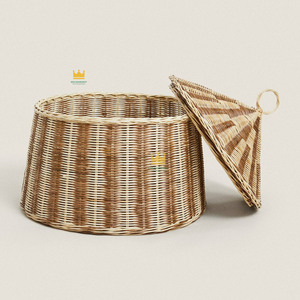 Cestas de Mimbre Hechas a Mano de Estilo Vintage con Diseño de Colección para Decoración del Hogar y Cuarto de Bebés - Product Image 1