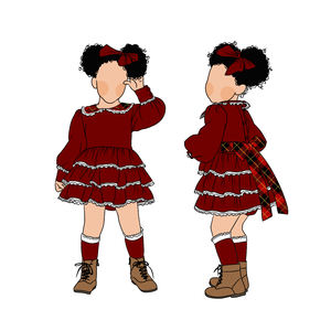 Vintage Boutique Polyester Lange Mouwen Melkproteïne Vezel Kindermeisjes Rok Baby Kerst Geruite Kantjurk Met Strik - Product Image 5