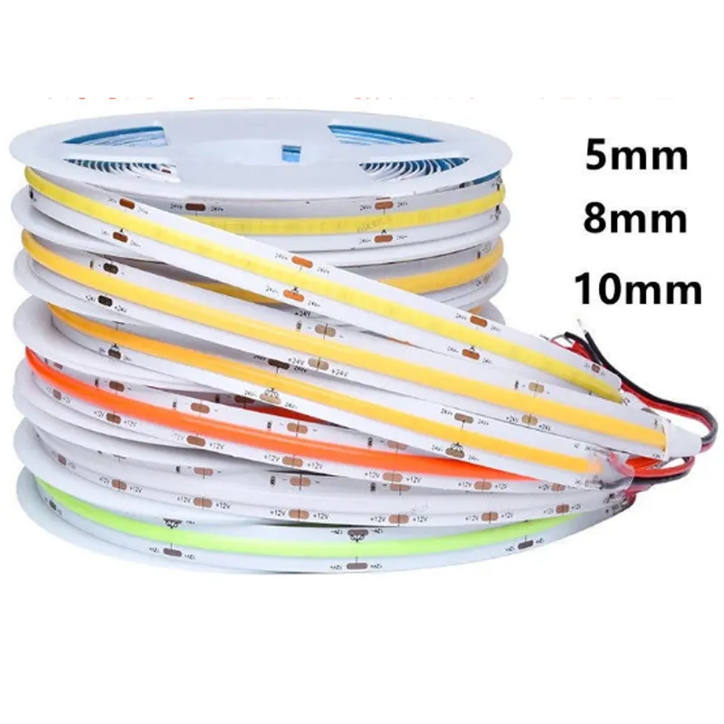 Hot 3000K 6000K Màu Đỏ màu xanh lá cây màu xanh giá tốt 12V 24V Ra>90 COB linh hoạt LED Strip