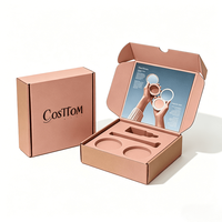 Boîte d'emballage en carton personnalisée de couleur rose poudré avec impression intérieure sur le thème de la beauté, boîte d'expédition pour les ensembles de maquillage et de produits cosmétiques