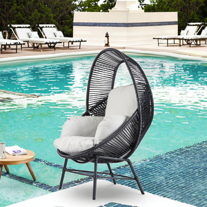 Fauteuil œuf en osier confortable à 4 pieds en rotin Support de loisirs Chambre à coucher Parc Hall Utilisation Salon Espace extérieur Cadre métallique - Product Image 3