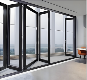 Dày cách âm hai lớp kính chống Pinch tay Câu lạc bộ biệt thự hợp kim nhôm gấp cửa trượt tùy chỉnh - Product Image 1