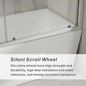 Cabine <span class=keywords><strong>de</strong></span> <span class=keywords><strong>douche</strong></span> murale à porte <span class=keywords><strong>coulissante</strong></span> chromée sur baignoire avec poignée en acier inoxydable - Product Image 6