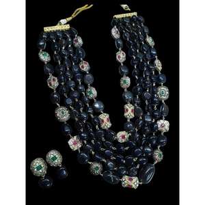 เครื่องประดับอินเดียโบราณ ลูกปัดแก้วคุณภาพสูง หลากสี ลูกปัดห้าชั้น สร้อยมาลาทำมือ ผลิตภัณฑ์ขายส่ง - Product Image 2