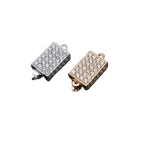 Vente en gros de couleur en or plaqué Rhodium Micro pavé Zircon géométrique Rectangle boucle boîte fermoirs pour bricolage fabrication de bracelets