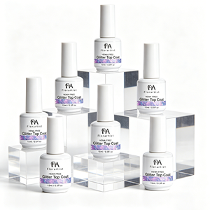 ท็อปโค้ทกลิตเตอร์แบบไม่มีสาร HEMA ขนาด 12 มล./15 มล. ขายส่ง - สีนู้ดเนื้อบางเบา ให้ความเปล่งประกายอ่อนๆ สำหรับใช้ในร้านเสริมสวย - Product Image 3