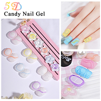 Gel 3D solide pour ongles, 6 couleurs, multifonction, effet bonbon, pour sculpture, peinture, dessin et gaufrage, avec bouteille source pour lampe LED