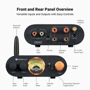 مضخم صوت ستيريو Fosi Audio طراز MC101 مزود بتقنية البلوتوث مع جهاز استقبال VU Meter 2CH HiFi