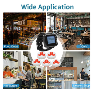 Pager nirkabel sistem panggilan pelayan restoran, tombol panggilan penerima untuk klinik kafe Dokter Gigi 1 jam 5 bel 5 pemegang <span class=keywords><strong>Menu</strong></span> - Product Image 3