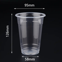 90mm 16oz 500ml Grossiste Gobelet en plastique jetable avec logo personnalisé pour thé Boba gobelet en plastique pp 16oz