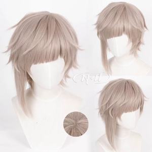 Peluca de Cosplay Corta de 35 cm, Color Marrón Claro, 14 Pulgadas, Base de Encaje Francés, 100% Densidad, Fibra Sintética Nakajima <span class=keywords><strong>Atsushi</strong></span>, Venta al Por Mayor - Product Image 1