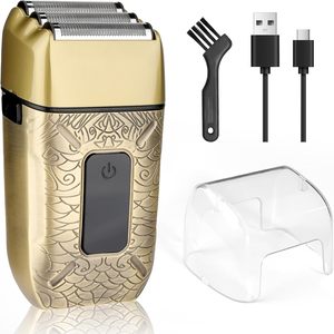 Afeitadora de Barba Dorada Metálica, Recargable, Profesional, Eléctrica, para Cara y Cuerpo, para Hombres - Product Image 1