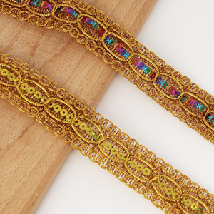 Nhà Máy Trực Tiếp Trong Kho 8-Từ Sequins Vàng Bạc Ren Quần Áo Phụ Kiện Organza Vải Với Hạt Trang Trí Cho Giày - Product Image 5