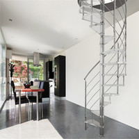 Escalier en colimaçon en verre sur mesure avec support central robuste pour villas modernes