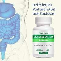 Capsules de santé digestive GMP avec L-Glutamine et racine de réglisse pour adultes, bien-être intestinal, supplément à base de plantes, marque privée OEM