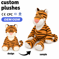 Boneka Harimau Plushie Custom OEM ODM, Mainan Hewan Boneka Lembut untuk Hadiah Anak, Tema Hutan, MOQ Rendah Diterima, Pesanan Grosir