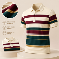 Polos pour hommes vintage à rayures, style preppy, classique, mélange de coton, club de campagne, vêtements décontractés pour hommes