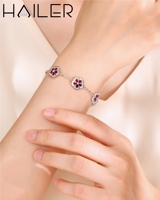 925 Sterling Silber Labor-Rubin Blumen-Armband Birnenförmiger Roter Edelstein Moissanit Halo Verstellbare Kette Damenschmuck Geschenk Großhandel